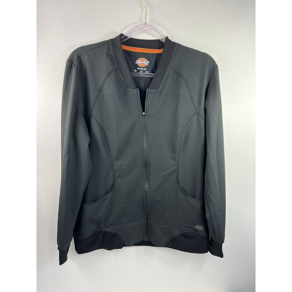 Dickies Windbreaker Men's Sz M Black Full Zip Long Sleeve Pockets Logo